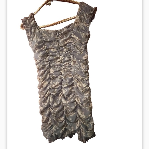 Mable Floral print puff sleeve babydoll dress Sz S front ribbon layer detail - Picture 2 of 8